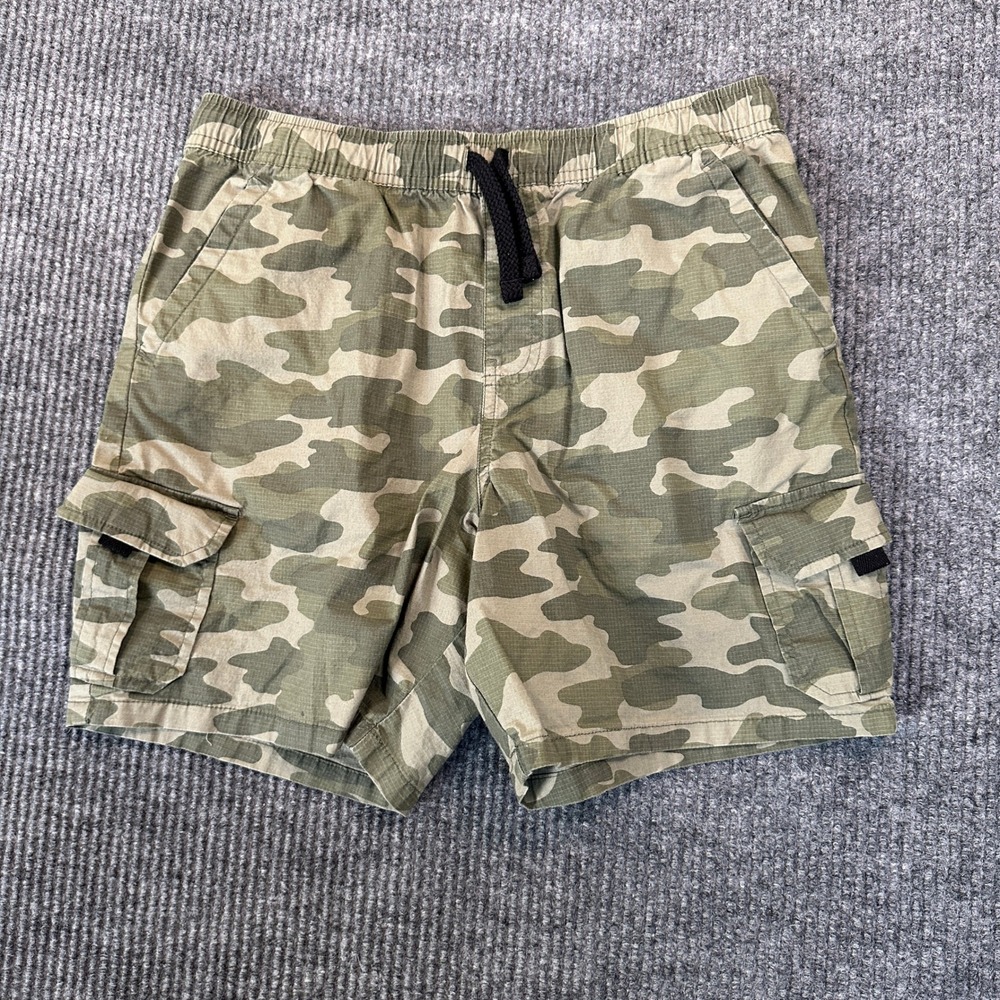 Thereabouts Cargo Shorts Boys 14/16H Green Camo Ripstop Husky Drawstring